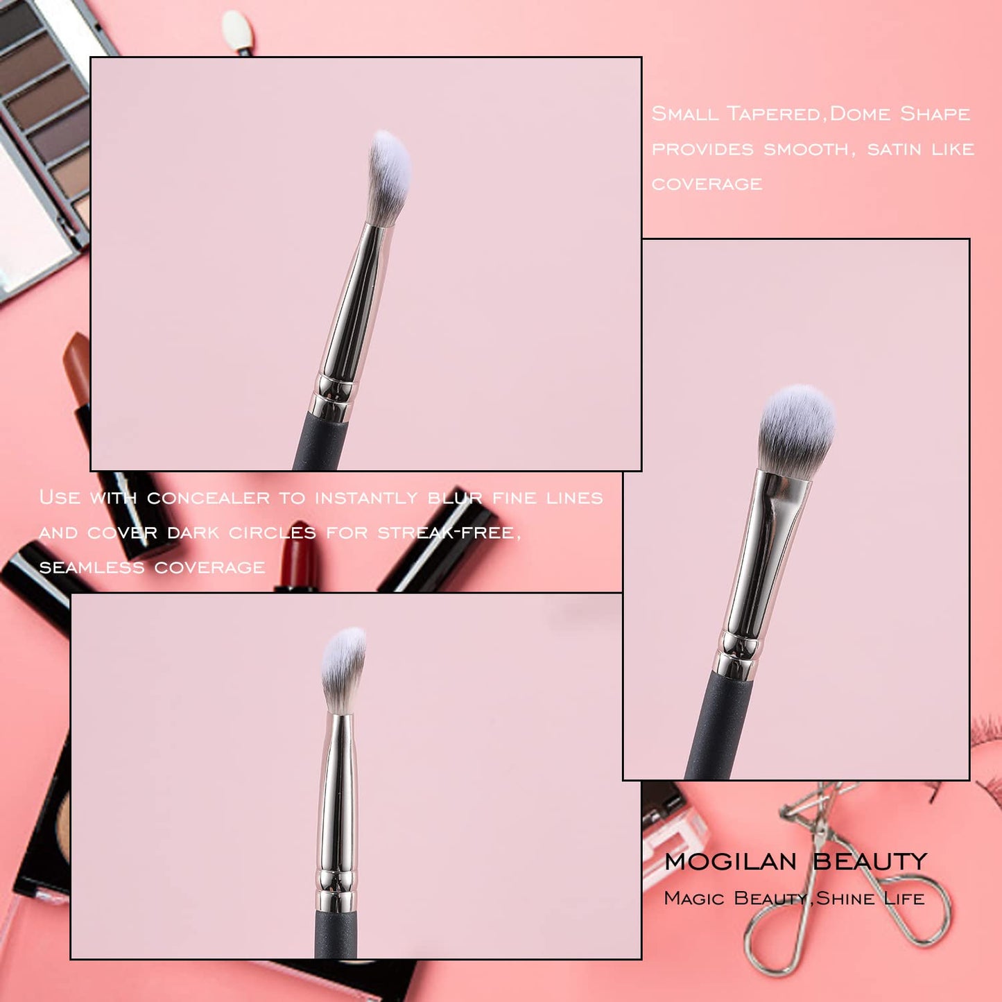 MOGILAN Concealer Brush Set 2pcs Professional Angled Concealer Brushes For Under Eye Concealer Foundation Blending Liquid Cream