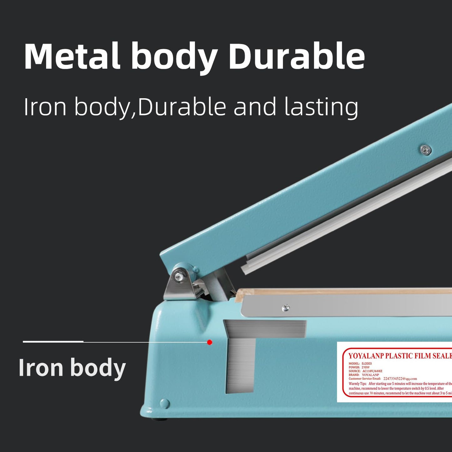 Metal body,Impulse Sealer 12 inch, Manual Heat Sealer Machine for Plastic Bags, Shrink Wrap Bag Sealers Heavy Duty Sealing Machine With Repair Kit (Blue)
