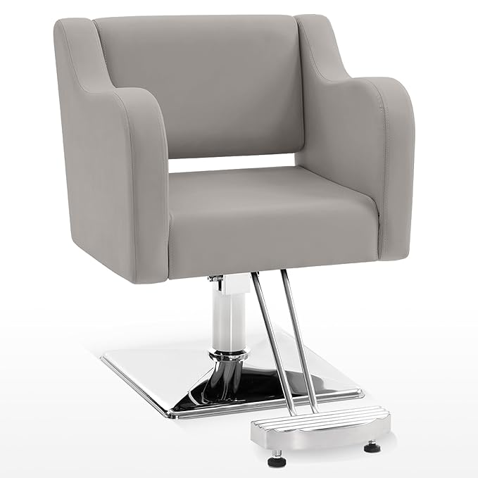 BarberPub Classic Salon Chair for Hair Stylist,Hydraulic Barber Styling Chair,Beauty Salon Spa Equipment 3802 (Grey)