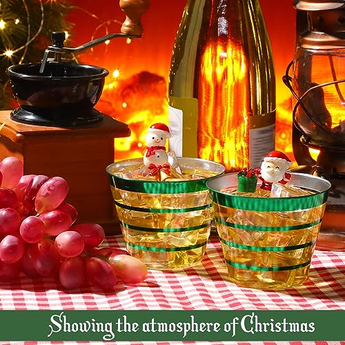 Yaomiao 100 Pcs 9oz Rimmed (4 Ring) Disposable Cups Clear Disposable Wine Glasses Plastic Cup Plastic Cocktail Cups for Ch...