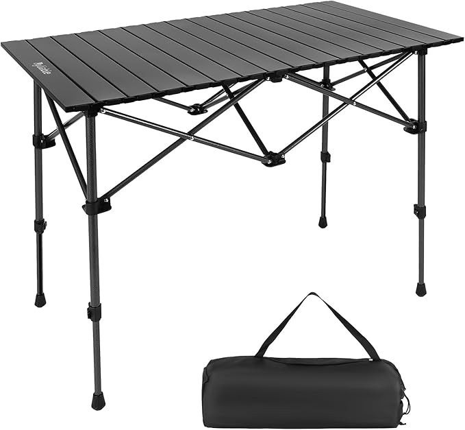 Byliable Camping Table Folding Portable Camp Aluminum Fold Up Lightweight Roll Up Table Adjustable Height with Carry Bag I...