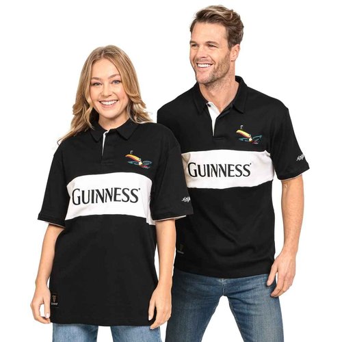 Guinness BCI Cotton Black and White Toucan Short Sleeve Rugby Jersey | Official Merchandise