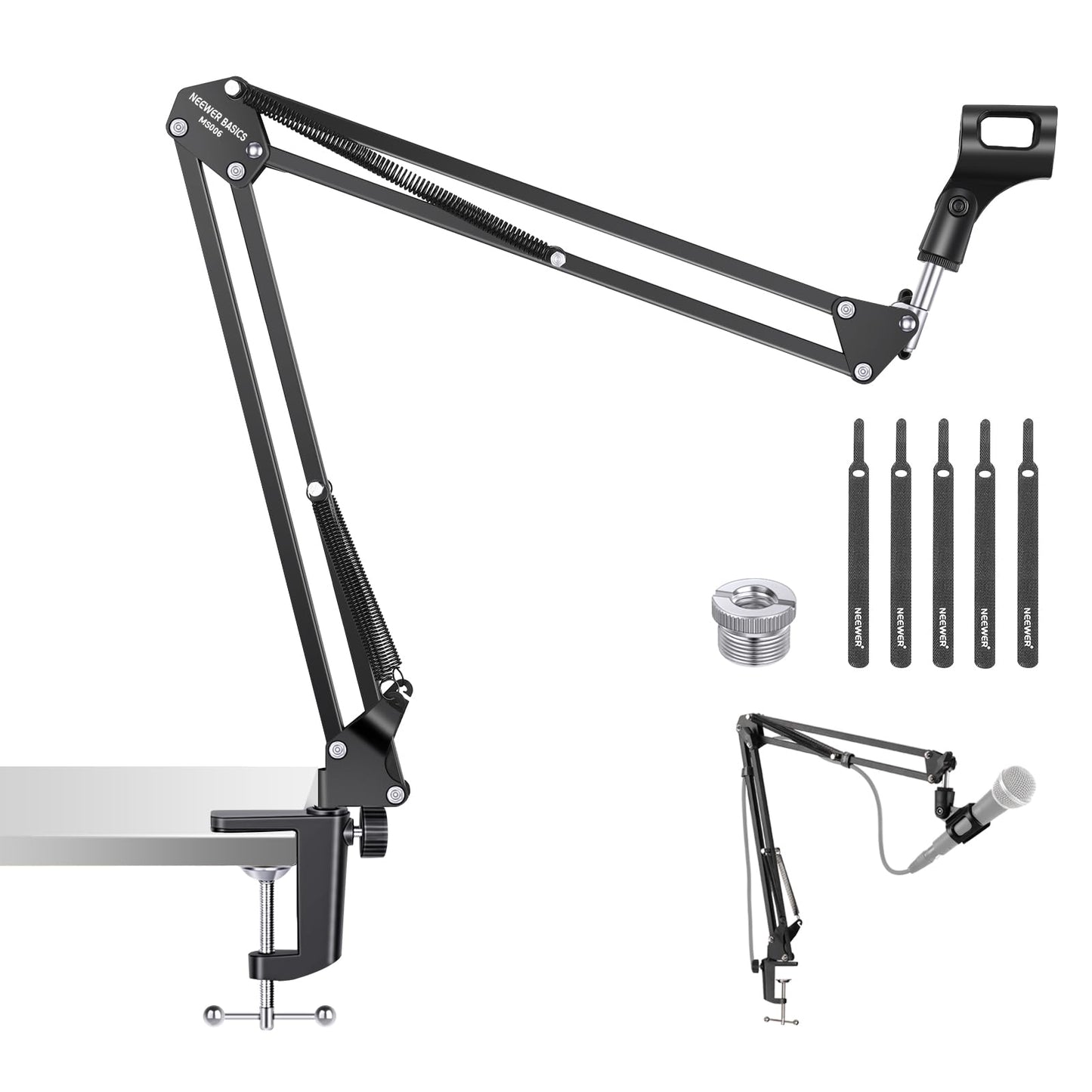 NEEWER Microphone Arm Stand, Suspension Scissor Boom Mic Arm Desk Mount with Clip & 3/8 to 5/8 Adapter Compatible with Blue Yeti