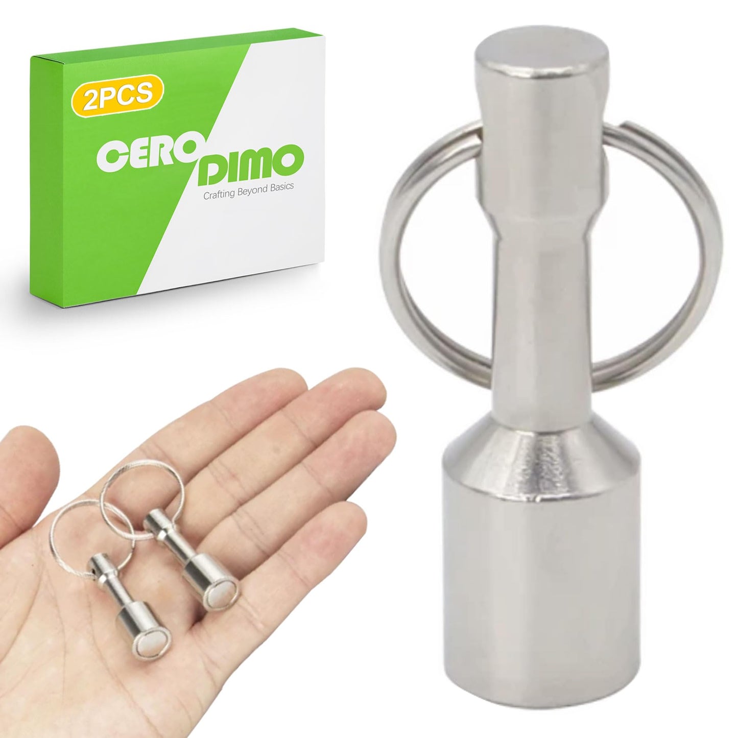 CeroDimo 2 - Pack Keychain Magnet Tester for Gold, Silver & Jewelry - Strong Neodymium Magnet with Quick Release Keychain, Ultra-Draw for Purse, Brass & Metal Detection