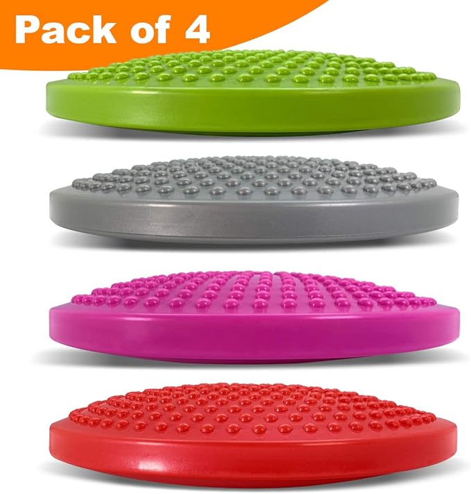 WALIKI Toys Children's Wobbly Cushion, Alternative Classroom Seating | Inflatable Core Disc Seats for School (Pump Included, 12”/30CM) (Pack of 4)