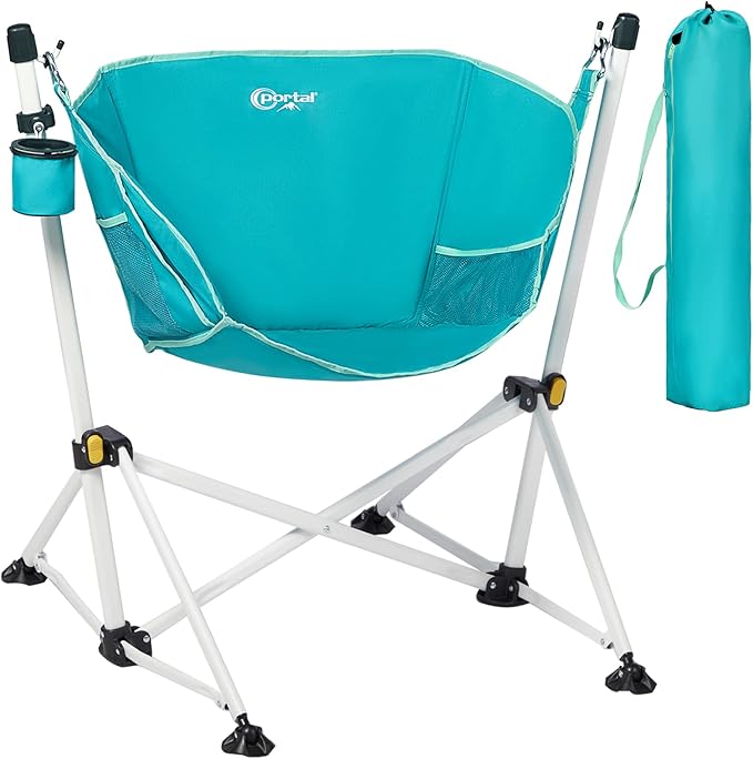 Portal Hammock Camping Chair Folding Rocking Chair Portable Swinging Chair with Cup Holder for Outdoor Lawn Backyard Patio...