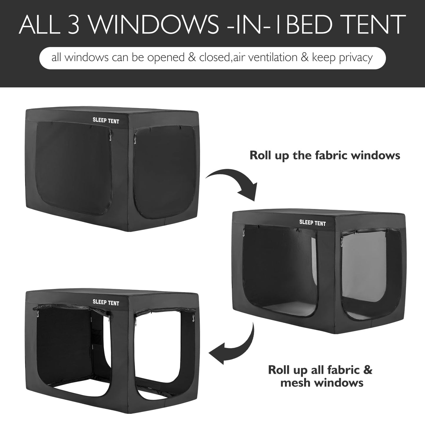 BORNA Bed Tent Bed Canopy Bunk Twin Size for Adult and Kids,Portable Sleeping Tents Dream Tents Indoor for Kids and Adult, Breathable Privacy Space on Bed with Three Doors (Mattress Not Included)