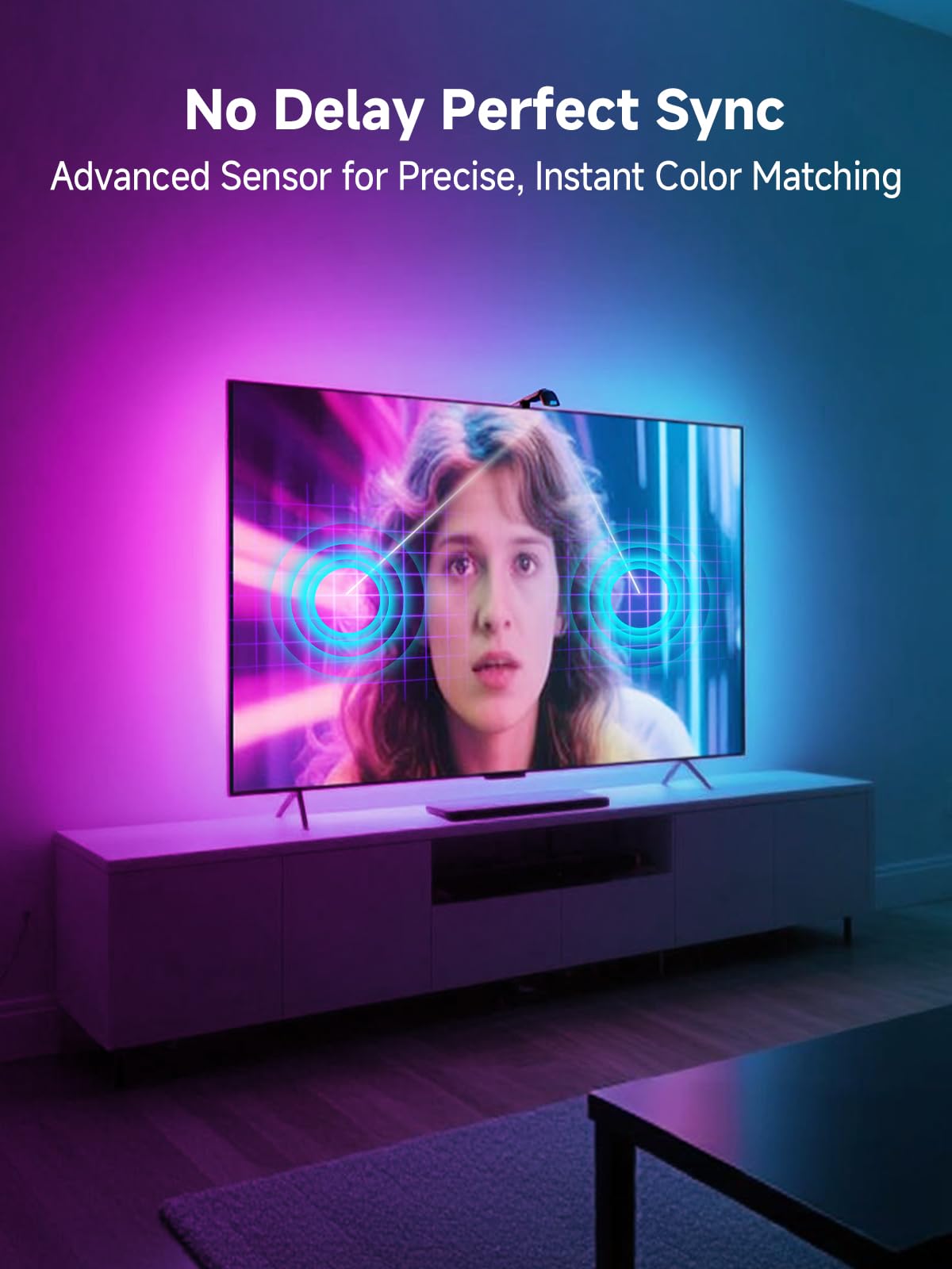 GIPOYENT LED TV Backlights with Camera, 13.7FT TV Lights That Change with for 45-65 in TV, Music Sync LED Strip Light with Smart App Control - RGB Color Changing Light Strip for Bedroom