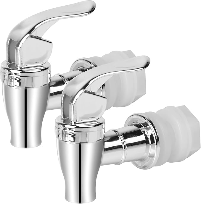 2 Pack Beverage Dispenser Spigot Replacement - Food Grade Stainless Steel Drink Dispenser Spout with Easy-Turn Handle, Uni...