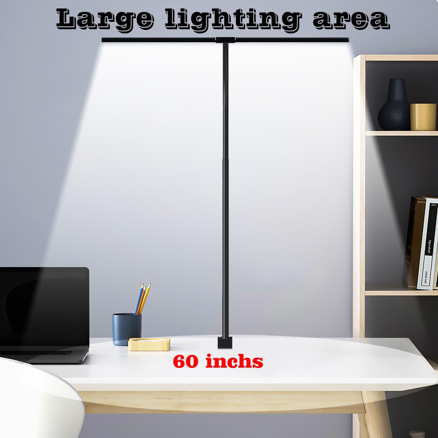 LED Desk Lamp for Home Office, Eye Caring Architect Desk Light with Clamp,50 Lighting Models,Remote and Touch Control,24W 2000LM,Memory Function and Timer for Study, Reading,Workbench Black