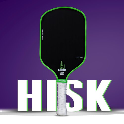 HISK RAV PRO Pickleball Paddle - Ultimate HIGH END 16mm Japanese Toray T700 Raw Carbon Fiber CFS w/Excellent GRIT Roughness Texture, Aero Dynamic Curve, USAPA Approved, Non Slip Grip