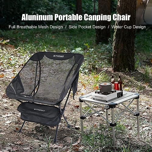 WTVIDAS Camping Beach Chairs 2 Pack,Compact Backpacking Chairs,Full Breathable Mesh,Ultralight Aluminum Camp Chairs for Ba...