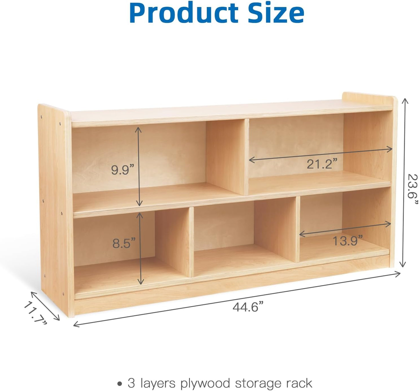 OOOK 5-Compartment Wooden Storage Cabinet, Montessori Shelf for Toy Organizers and Storage, Kids Classroom Organizer, Playroom, Daycare and Preschool Shelf