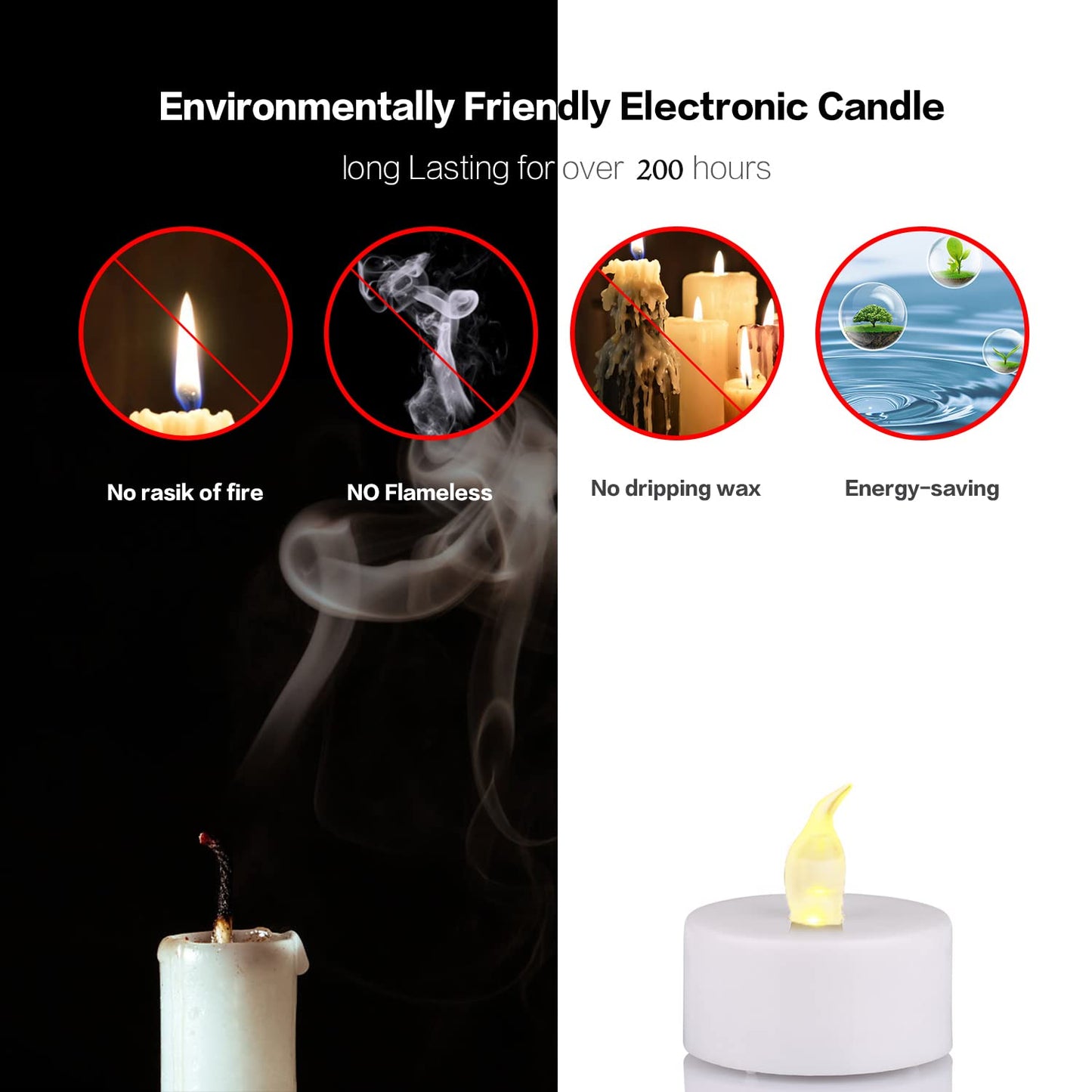 400Pack Battery Tea Lights Candles - LED Tea Lights Realistic Bright Flickering Holiday Gift Operated Flameless LED Tea Light for Festival& Celebration Warm White Battery Powered(sets of 50*8)