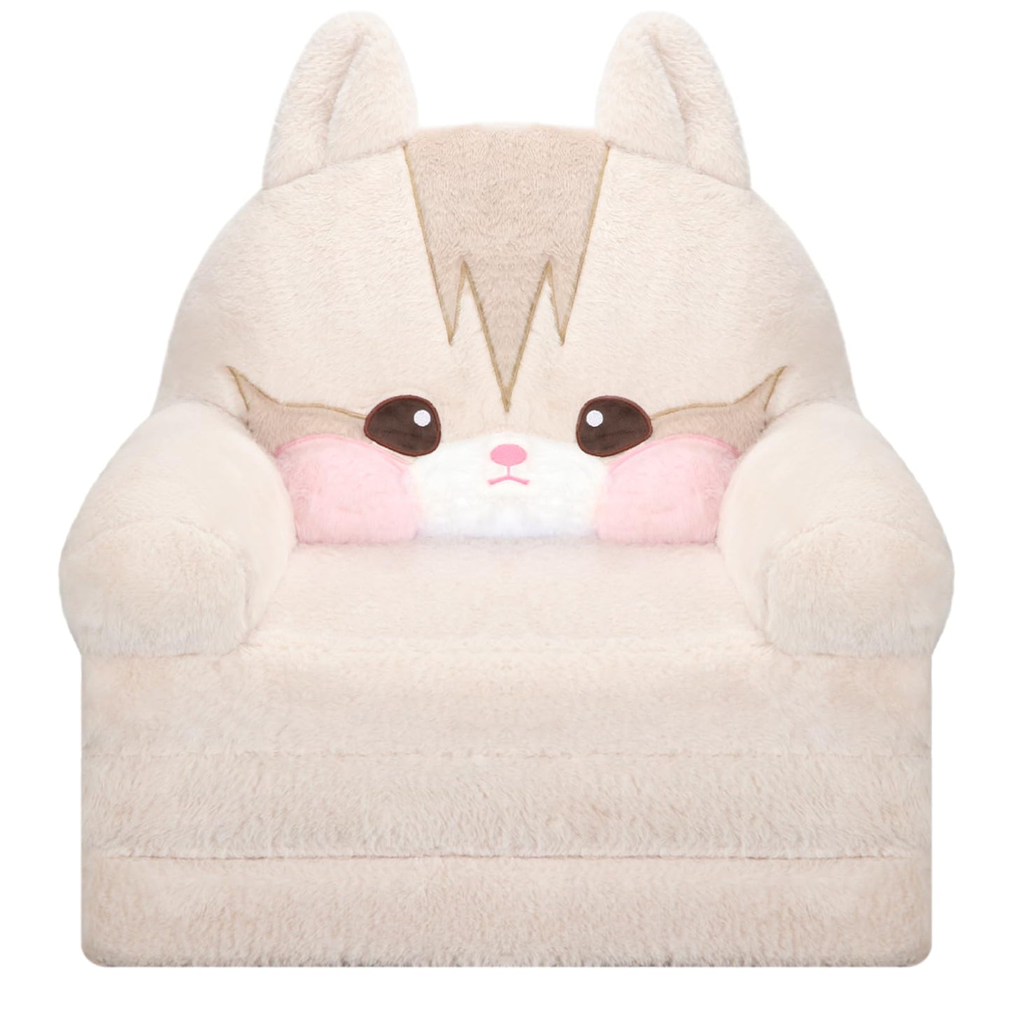 MONKISS Kids Couch, Comfy Toddler Chair, 2 in 1 Fold Out Kids Sofa to Lounger, Baby Sleeper Chair, Toddler Furniture, Birthday Gifts for Boys and Girls, 1~4 Years Old, Cute Cat