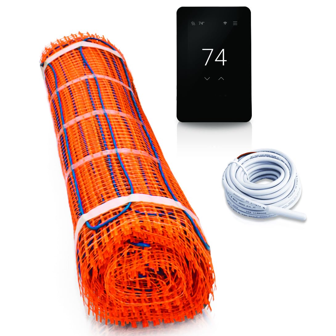 SunTouch CommandPlus TapeMat Electric Under Floor Heating Kit with Mat, Sensor, SunStat Programmable WiFi Thermostat, 25 Sq Ft (12.5' x 2'), 120V, Heated System for Tile, Stone, Vinyl, Laminate