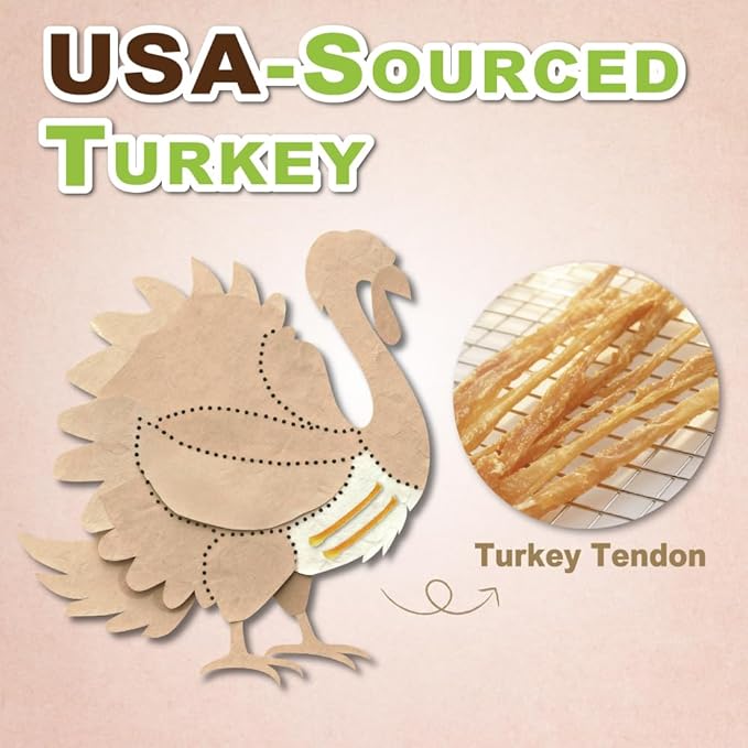 AFreschi Turkey Tendons for Dogs, USA-Sourced, Healthy Dog Treats, Rawhide-Free Puppy Chews, All Natural, Hypoallergenic Dog Treats, Classic Series, Braided Sticks, 3.5 oz Pack