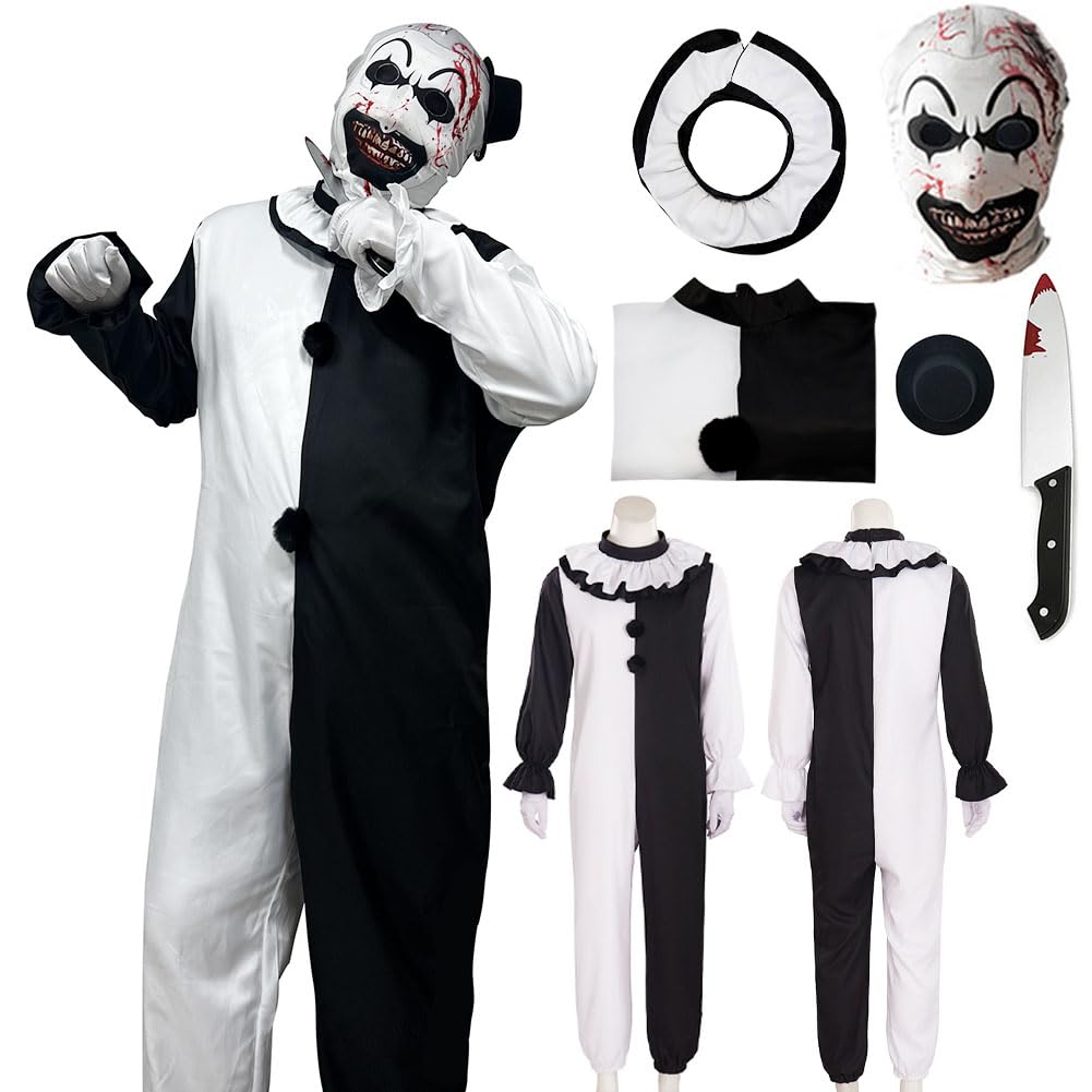 ETEBAS Clown Costume Cosplay Clown Movie WIth Head Cover Adult Halloween(S)