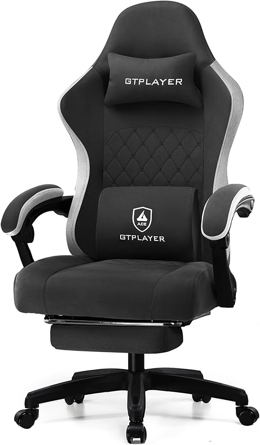 GTPLAYER Gaming Chair, Computer Office Chair with Pocket Spring Cushion, Linkage Armrests and Footrest, High Back Ergonomi...
