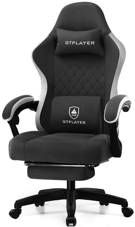 GTPLAYER Gaming Chair, Computer Office Chair with Pocket Spring Cushion, Linkage Armrests and Footrest, High Back Ergonomic Computer Chair with Lumbar Support Task Chair with Footrest