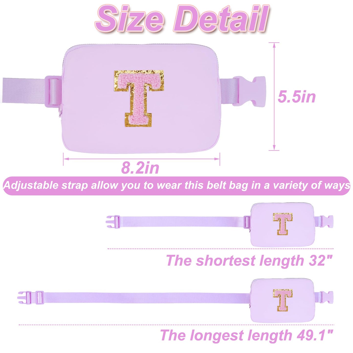 Uygafly Birthday Gifts for 4 5 6 7 8 9 10 11 12 13 Year Old Girls,Graduation Gifts for Teens Kids Daughter Sister Her,Fanny Pack Crossbody Bag Belt Bag Cute Trendy Stuff | Lavender,T