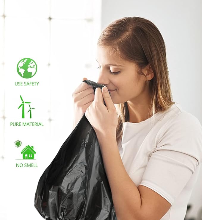 1.2 Gallon 80 Counts Small Trash Bags Garbage Bags, Bathroom Trash Can Bin Liners, Small Plastic Bags for home office kitchen, fit 5-6 Liter, 0.8-1.6 and 1-1.5 Gal, Black