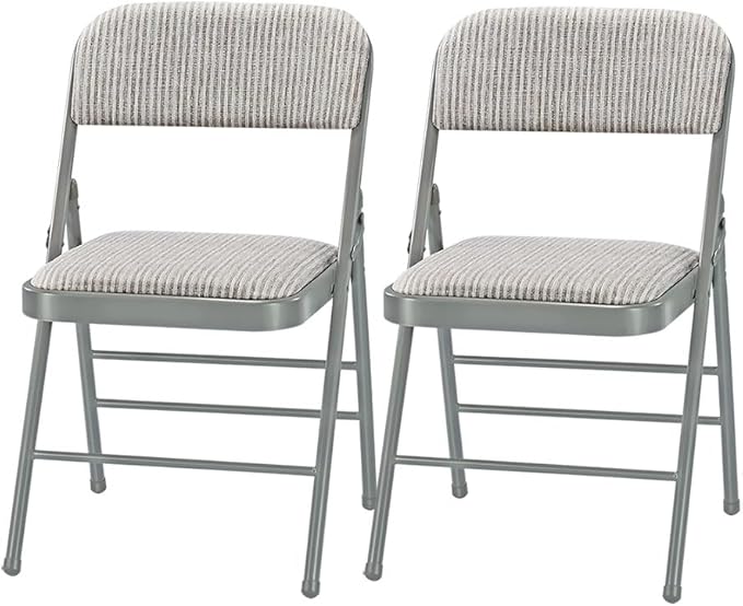 Amazing for less Pack of 2 (Fabric/Vinyl) Steel Frame Metal Foam Padded Folding Chairs (Black, Gray, White) (2-Pack - Fabr...