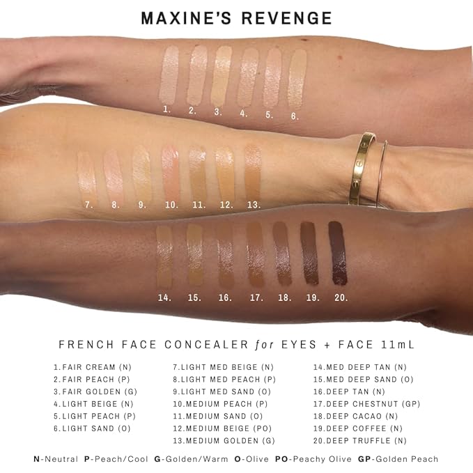 Maxine's Revenge FRENCH FACE CONCEALER | Hydrating & Blurring for Eyes + Face (Light Med Peach)