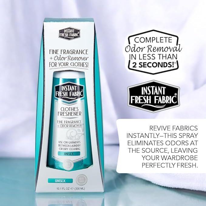 Premium CLOTHES FRESHENER Unisex Fabric Spray Keeps Clothes Fresh, Odor Remover Fabric Refresher Spray Extends Garment Life, Linen Spray for Bedding Eco-Friendly, 6.76 oz – INSTANT FRESH FABRIC