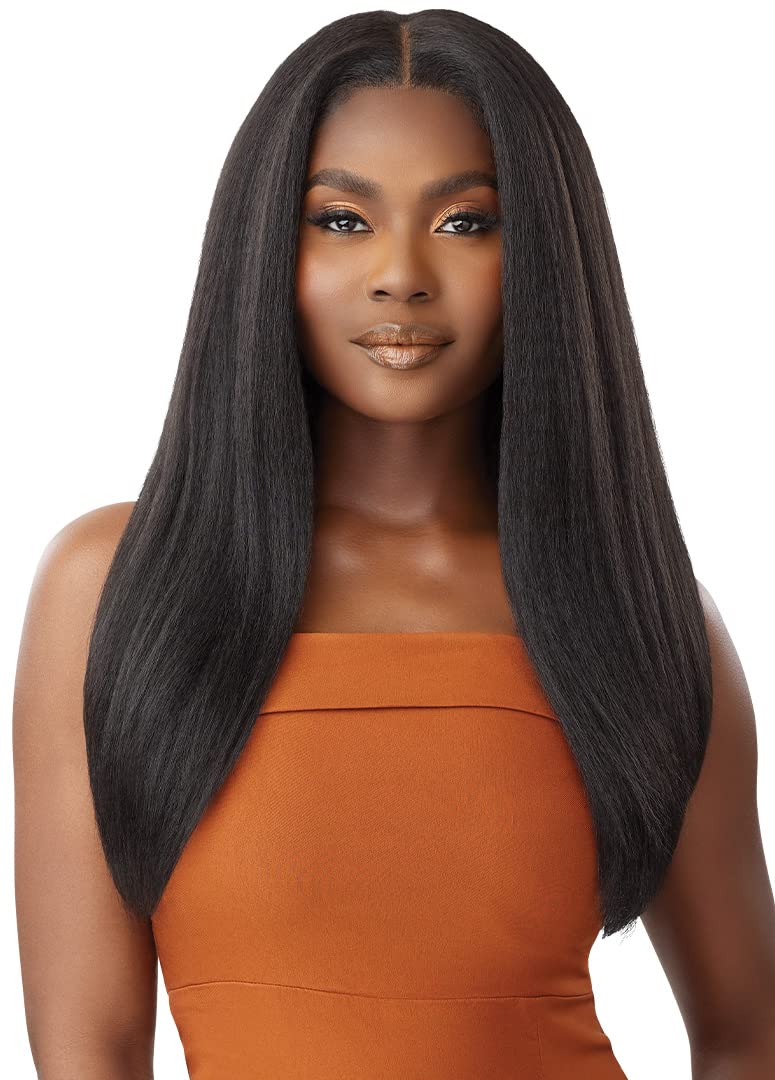 Outre - 5X5 Lace Closure Wig - Human Hair Blend - Kinky Straight 24 (OFF BLACK 1B)