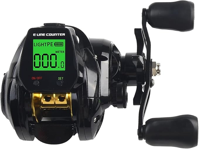 Digital Baitcasting Fishing Reel with Line Counter Depth Position Alarm 7.2:1 Gear Ratio 7+1BB Magnetic Brake System USB R...
