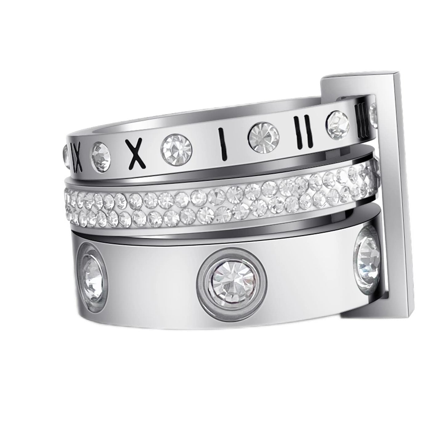YIKOXI Love Friendship Gold Rings Set for Women 18K Gold Plated Titanium Steel Dainty Cubic Zirconia Rings Fashion Stacking Band