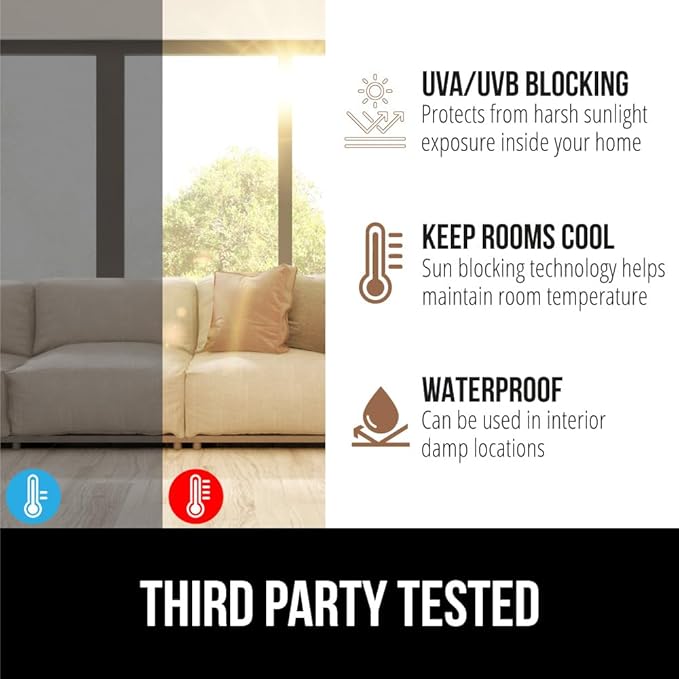 Gorilla Guard Two Way Sun Blocking Window Privacy Film, Strong Static Clings to Glass Windows, Peel and Stick, Removable No Residue Stickers, Decorative Bathroom Door Coverings 17.5" x 78.7”, Rainbow
