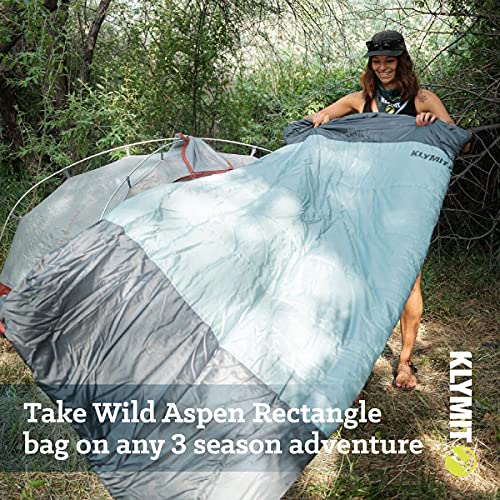Klymit Wild Aspen Lightweight Rectangle Sleeping Bag, 20°F Sleeping Bag for Camping, Hiking, and Backpacking in Cold Weath...