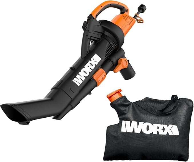 WORX WG509 12 Amp Trivac, 3 in 1 Electric Leaf Blower, Leaf Vacuum & Leaf Mulcher for Lawn Care