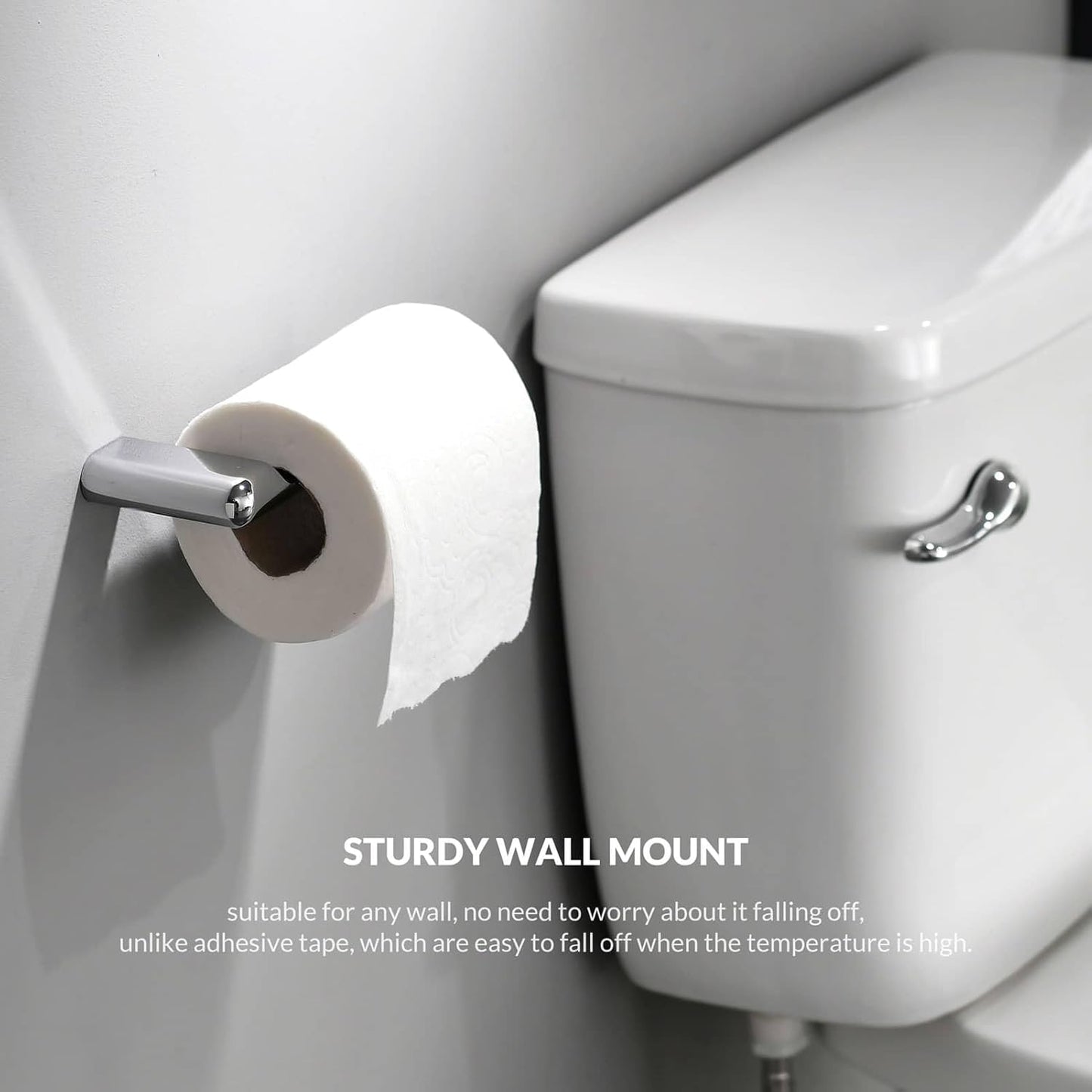 simpletome Toilet Paper Holder Wall Mount Never Rust Zinc Alloy Drilling Installation Modern Minimalist Design (Chrome)