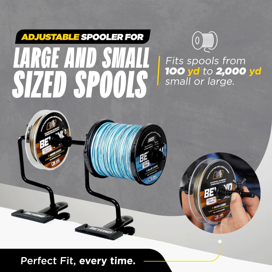 Beyond Braid EZ Fishing Line Spooler – Portable Table Mounted Reel Spooler for Spinning & Baitcasting Reels – Adjustable t...