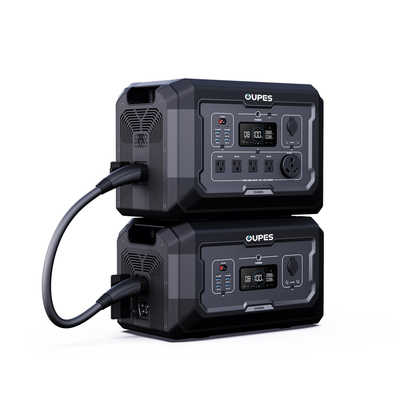 Oupes Mega 2 2500W Portable Power Station With 2048Wh B2 Smart Extra Battery, Up To 4096Wh Lifepo4 Home Battery Backup With Expa