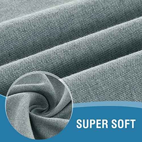H.VERSAILTEX Linen Textured Tablecloth 60 x 60 Waterproof Decorative Table Cloth Spill-Proof Linen Look Cover for Party Table Extra Soft and Thick Fabric Wrinkle Free, Heather Aqua Gray