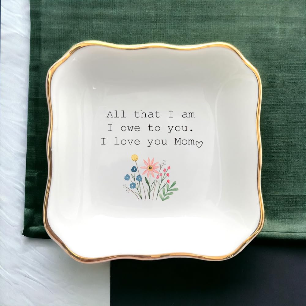 BAT TRANG Ceramic Jewelry Dish, Mother of The Bride Wedding Gift, Bridal Shower Gift, Gifts for Mom from Bride, Mom Gift, Birthday Gift, (All That I am)