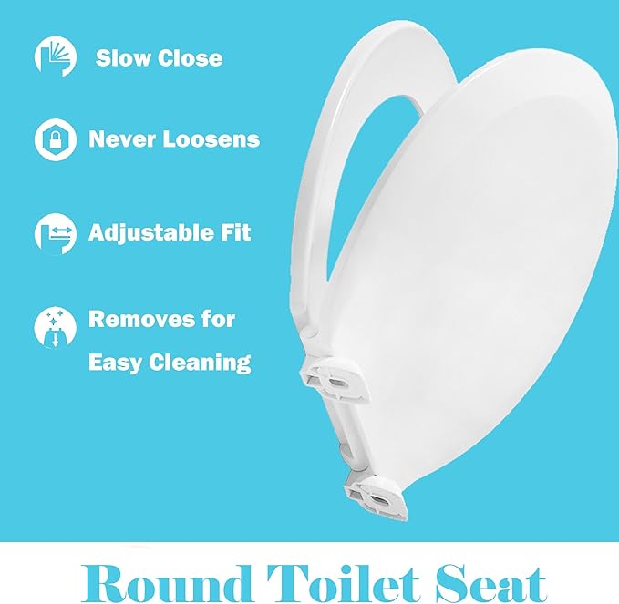 K-4639-RL-0 Round Toilet Seat Replacement for KOHLER 4639-RL-0 Round-Front Toilet Seat, Quiet-Close Lid and Seat, Countoured Seat, Bumpers and Installation Hardware, White