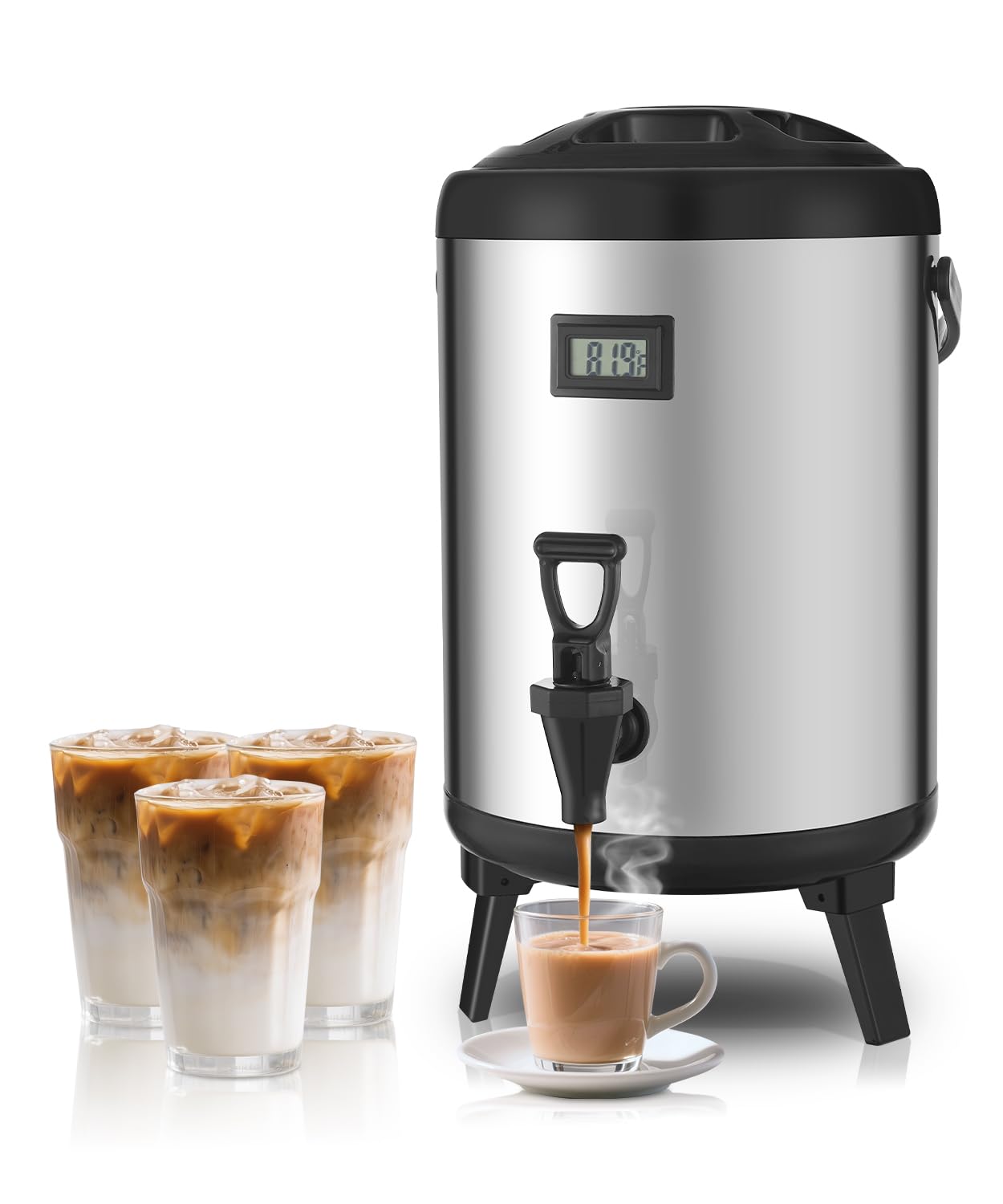 THXSUN 3.2 Gallon Insulated Beverage Dispenser, 12L Thermal Coffee and Drink Server with Spigot, Non-Electric Hot & Cold Drink Container for Juice, Tea, Milk, or Chocolate