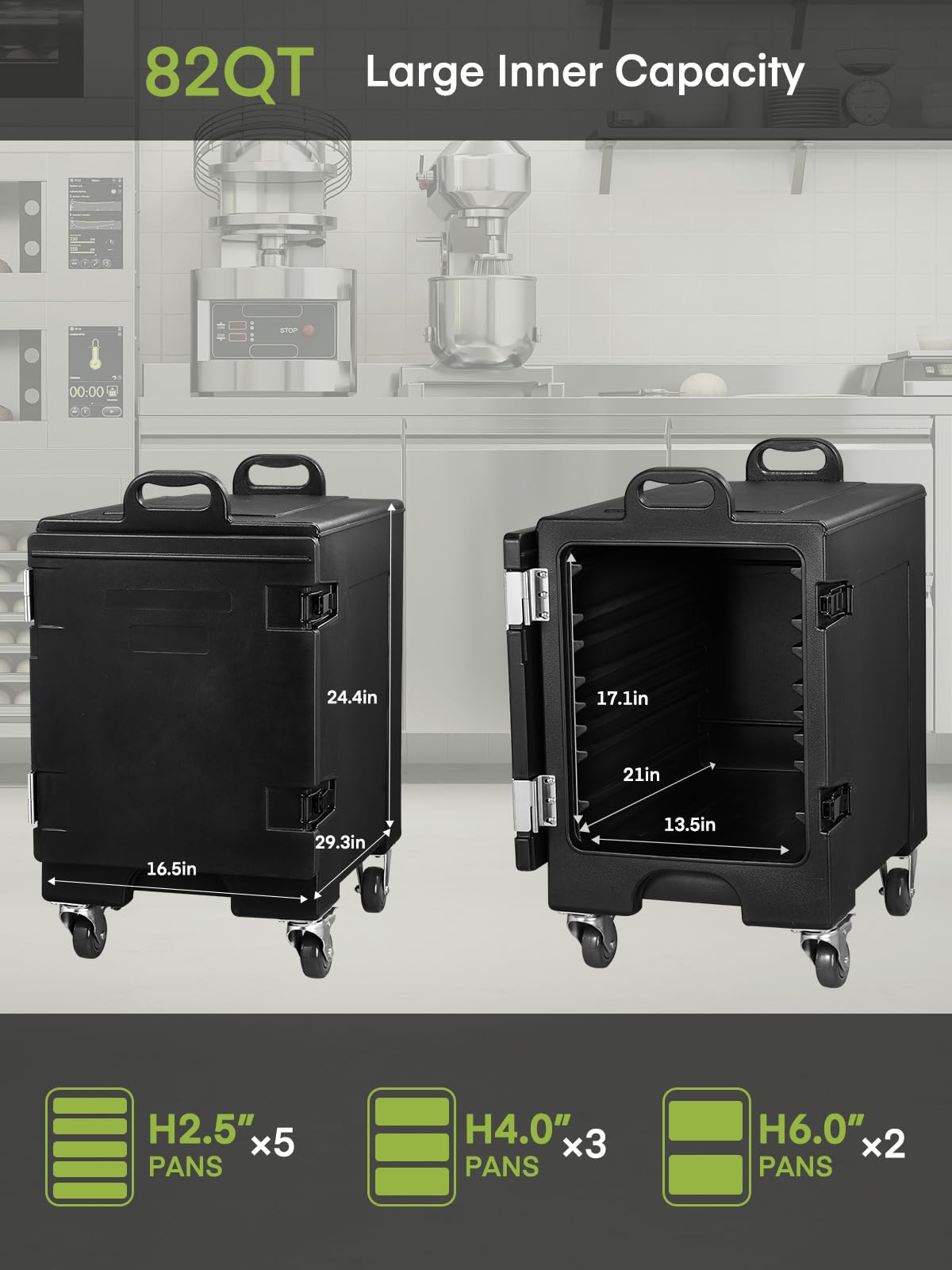 Catering Food Warmer, LLDPE Insulated Food Pan Carrier for Stackable, Handles, Hot Box Food Warmer for Party, Restaurant 2Pcs