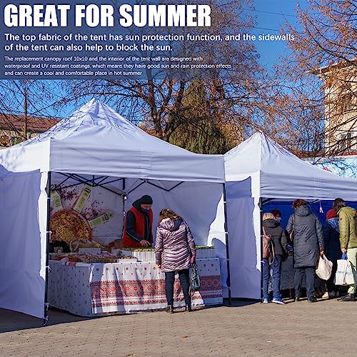 Amylove 4 Pcs 10x10 ft Canopy Replacement Top Cover with 4 Removable Side Walls, Waterproof Sunshade Top for Outdoor Campi...