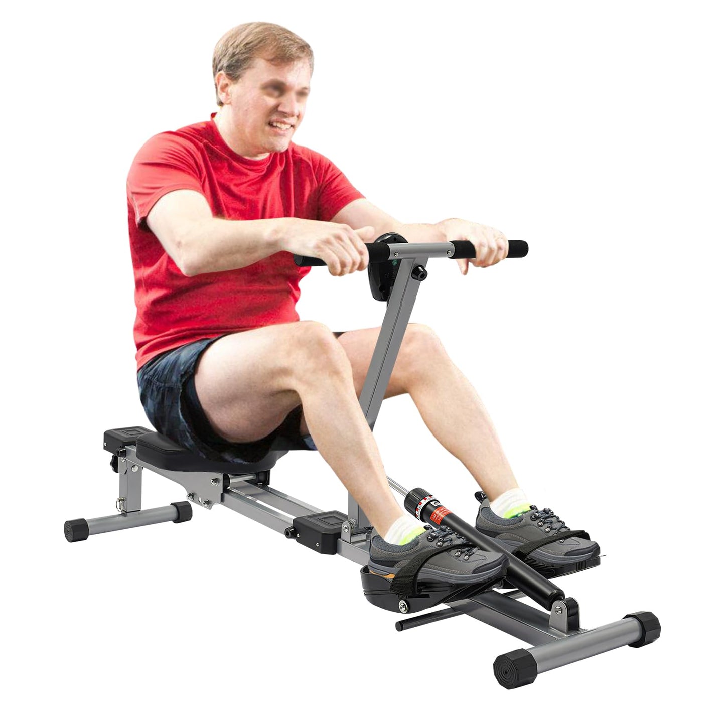 Erhdexzhg Hydraulic Rowing Machine LED Meter,Foldable Rowing Exercise Machine with 12 Resistance Levels and 3 Height Levels,Dual Slide Rail with 265lbs Weight Capacity,Rowing Machine for Schools Homes