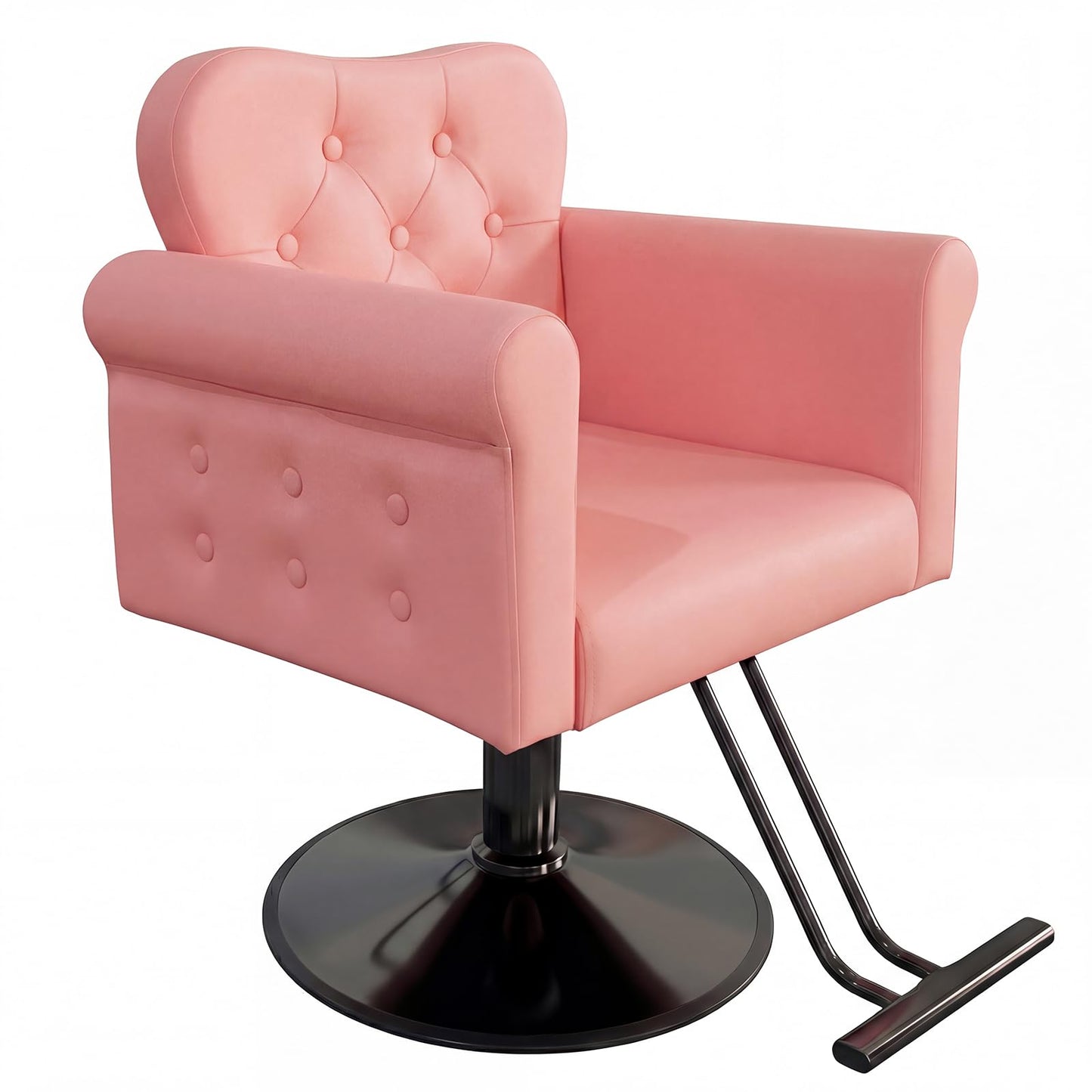 Salon Chair for Hair Stylist, Barber Hair Styling Chair with Height Adjustable Hydraulic Pump, 360 Degrees Swivel with Lock, High-Density Foam & PU Leather for Beauty, Max Load Weight 330 Lbs- Pink