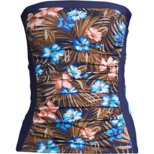 Lands' End Women's Strapless Bandeau Tankini Top Swimsuit with Removable and Adjustable Straps
