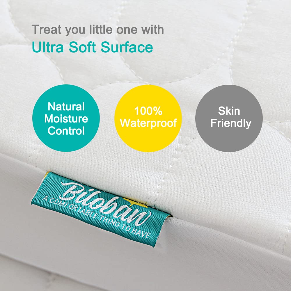Crib Mattress Protector Pad Waterproof, Toddler Machine Washable & Dryer Fit Baby Bed Mattress Protector (Standard Size 52” x 28”)
