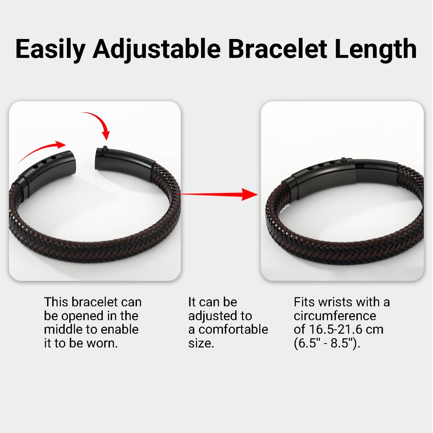 KLIFOWDY Gifts for Brother Leather Bracelet for Men American Flag Mens Bracelet with Card Adjustable Leather Cuff Bracelets for Men Jewelry Birthday Graduation Gifts