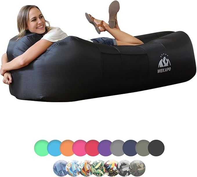 WEKAPO Inflatable Couch Air Lounger Chair - Camping & Beach Accessories, Portable Blow up Sofa for Hiking, Lawn, Indoor/Ou...